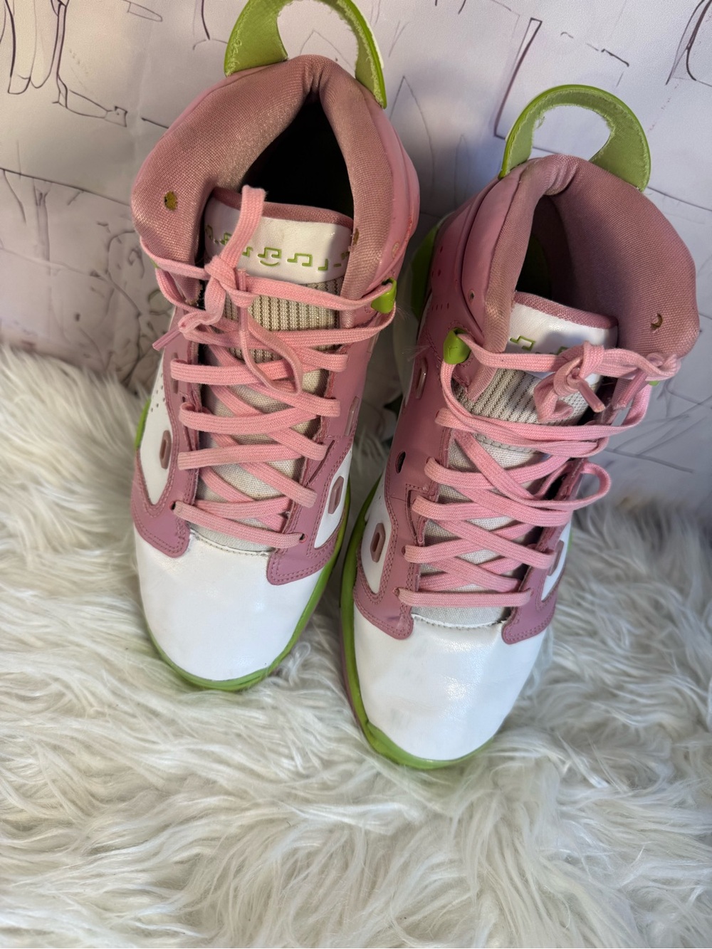 Jordan Women’s Pink, White & Green High-Top Sneakers